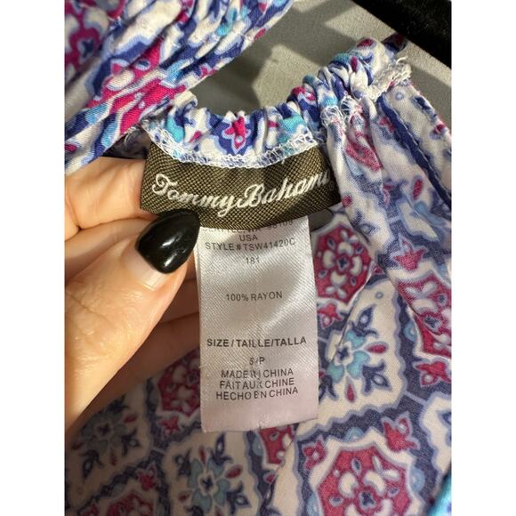 Tommy Bahama Dress Womens Small Blue Midi Halter Sundress Majorelle Flowy Beach - Picture 2 of 7